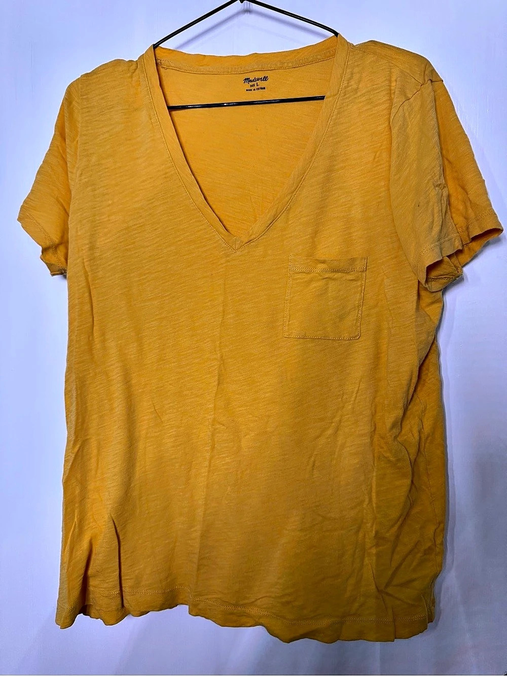Madewell Whisper Cotton V-Neck Pocket Tee Yellow Large